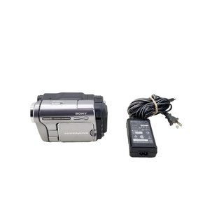 Sony Silver and Black Handycam Camcorder with Power Adapter
